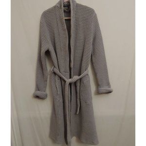 Brooklinen Gray Waffle Knit womens bath lounge robe sash pockets. Thick M/L